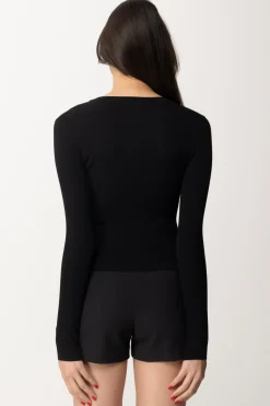 Elisabetta Franchi Top a a Costine con CollanaNERO