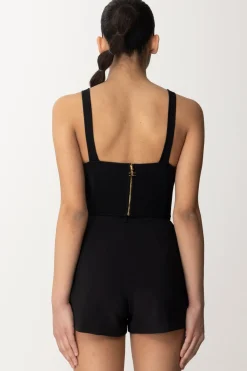 Elisabetta Franchi Top a Costine con Coppe e SteccheNERO