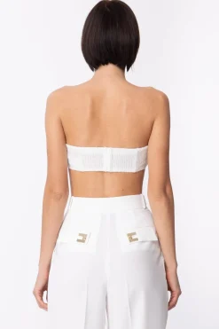 Elisabetta Franchi Top a Fascia In Full PaillettesAVORIO