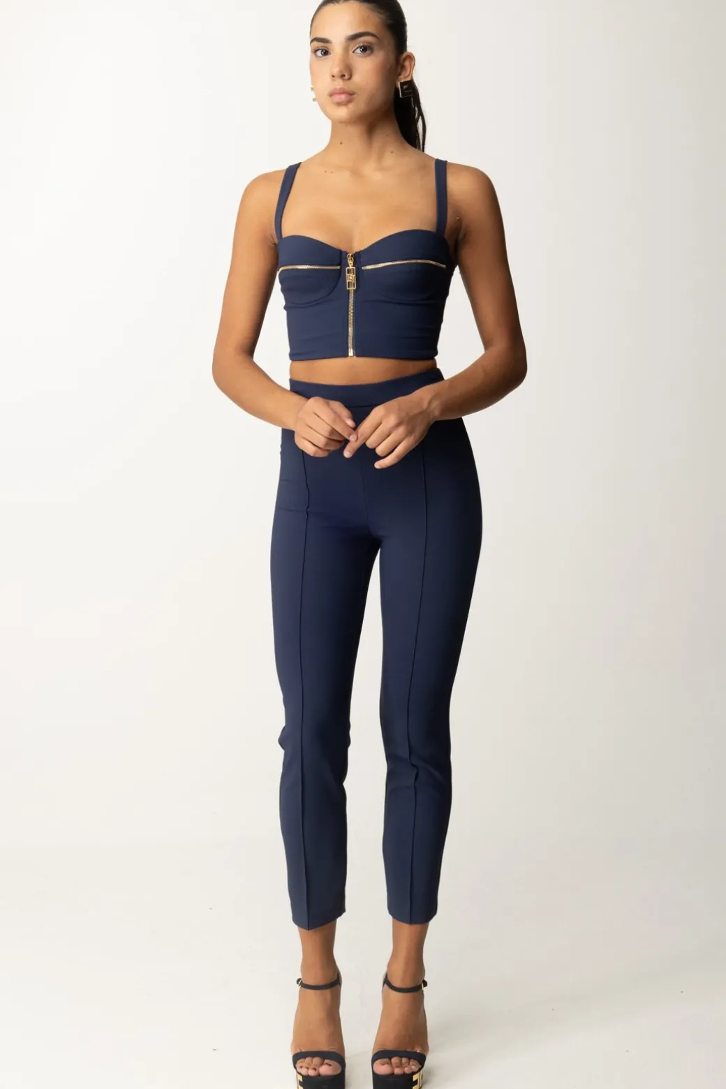 Elisabetta Franchi Top Balconcino con ZipNAVY
