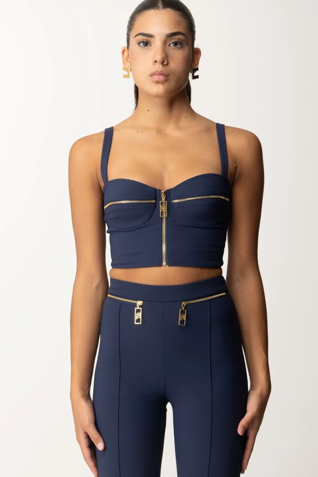 Elisabetta Franchi Top Balconcino con ZipNAVY