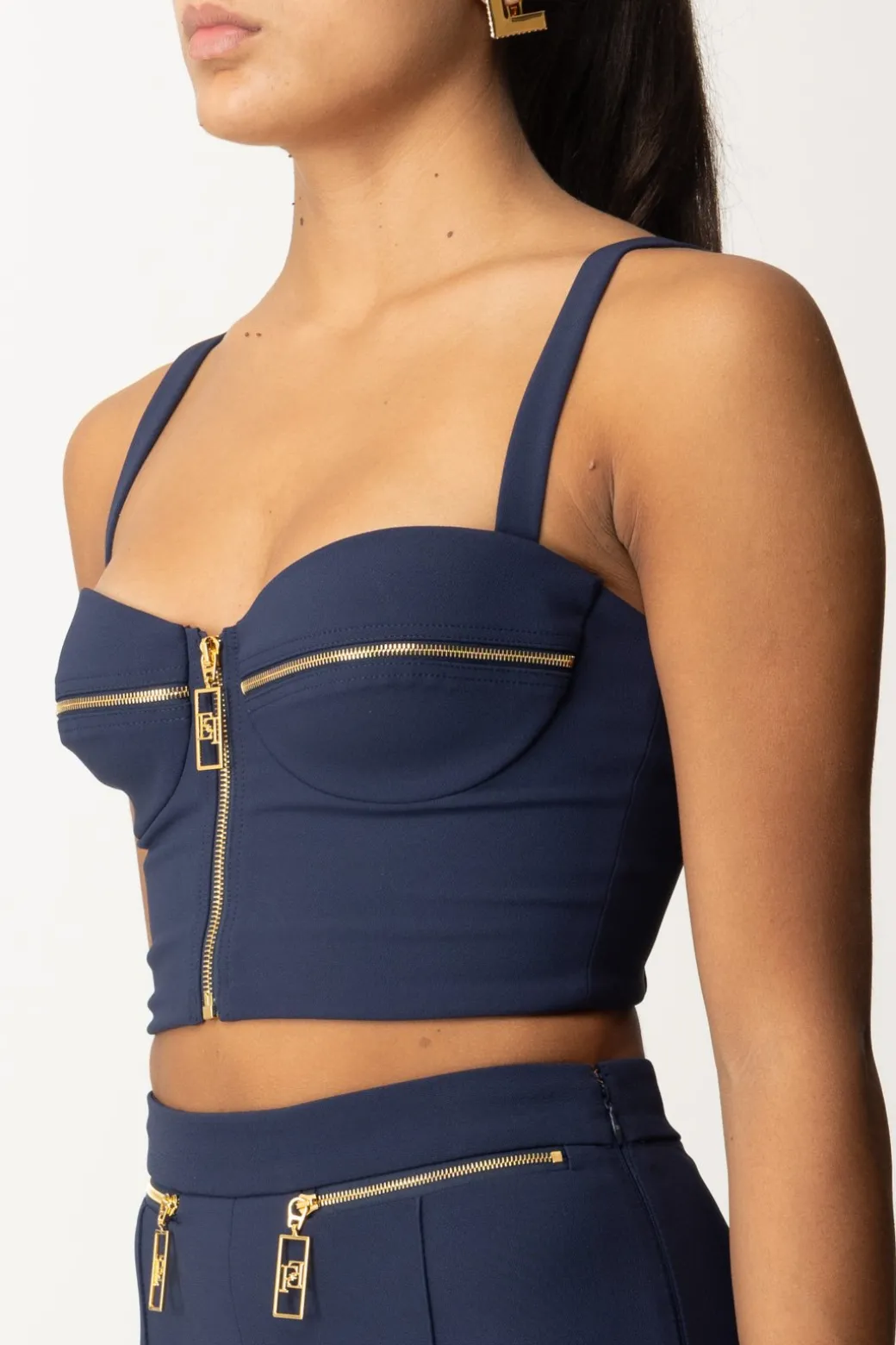 Elisabetta Franchi Top Balconcino con ZipNAVY