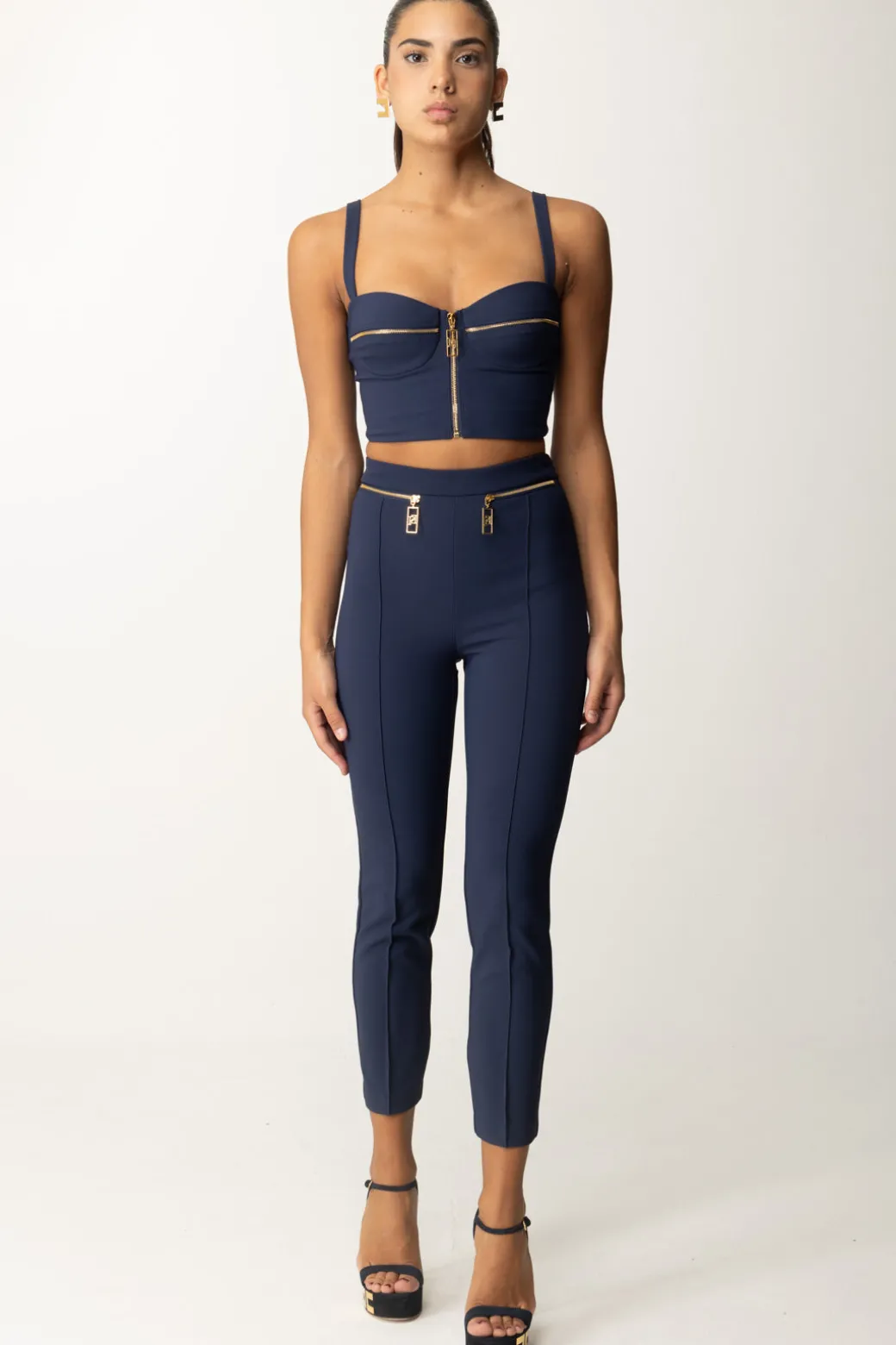 Elisabetta Franchi Top Balconcino con ZipNAVY
