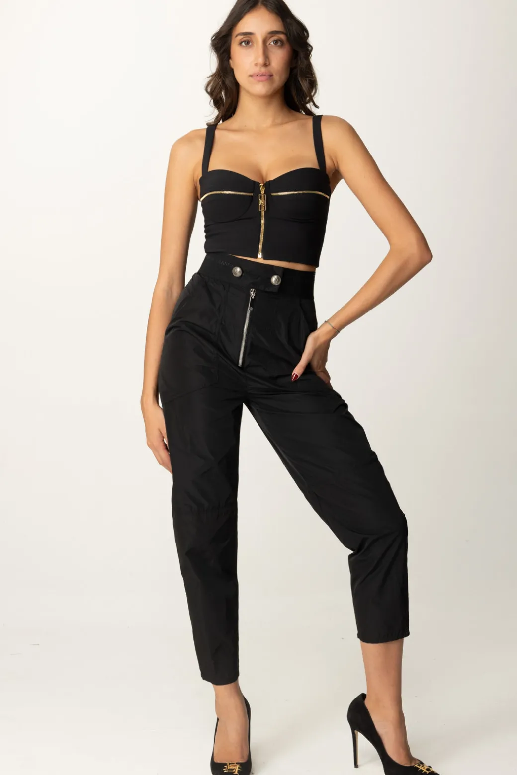 Elisabetta Franchi Top Balconcino con ZipNERO