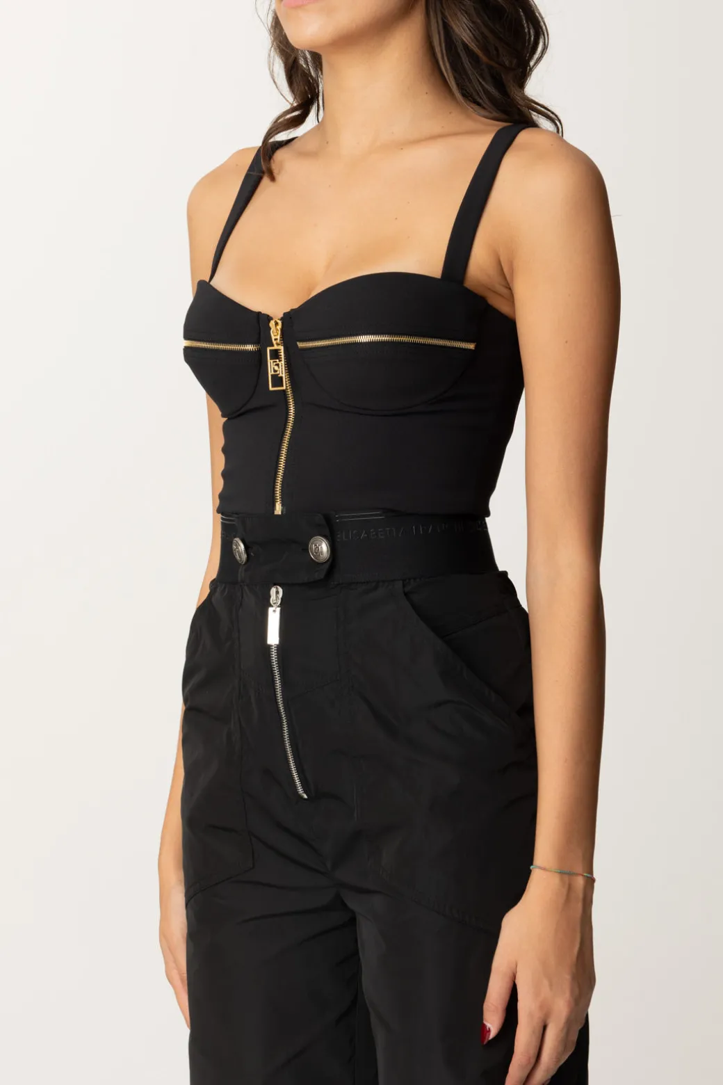 Elisabetta Franchi Top Balconcino con ZipNERO
