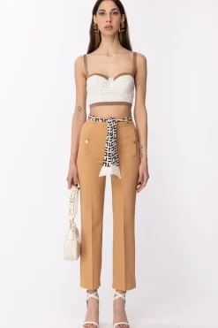 Elisabetta Franchi Top Bustier In Tweed e LurexAVORIO/TORTORA