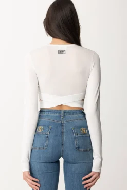 Elisabetta Franchi Top Crop In Maglia con Cut-outAVORIO