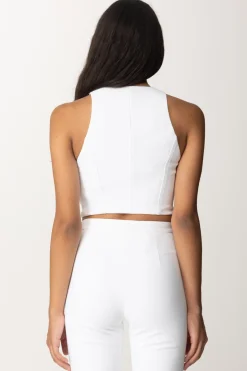 Elisabetta Franchi Top Crop con Zip FrontaleAVORIO