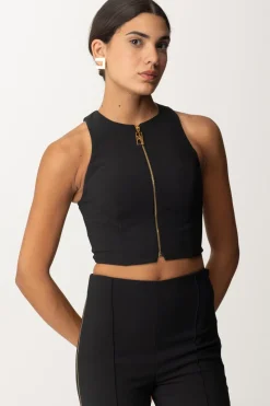 Elisabetta Franchi Top Crop con Zip FrontaleNERO