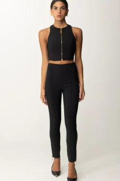 Elisabetta Franchi Top Crop con Zip FrontaleNERO