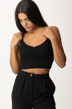 Elisabetta Franchi Top Crop Bustier In ViscosaNERO