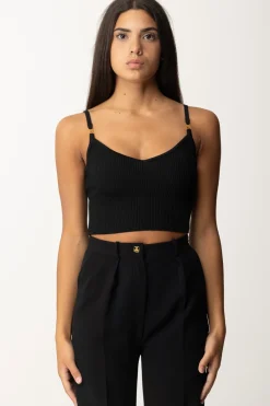 Elisabetta Franchi Top Crop Bustier In ViscosaNERO