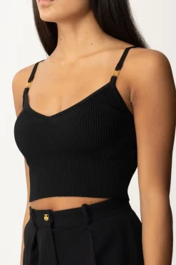 Elisabetta Franchi Top Crop Bustier In ViscosaNERO