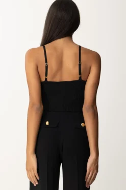 Elisabetta Franchi Top Crop Bustier In ViscosaNERO