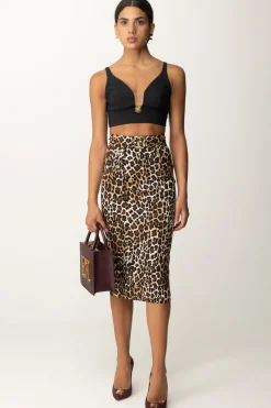 Elisabetta Franchi Top Crop Stretch con Placca LogoNERO