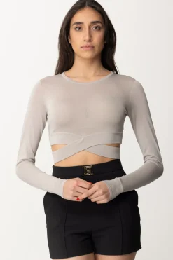 Elisabetta Franchi Top Crop In Maglia con Cut-outPERLA