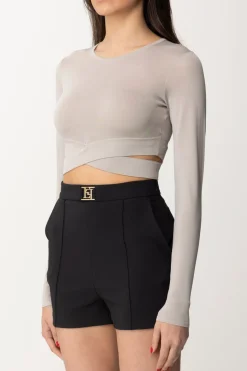 Elisabetta Franchi Top Crop In Maglia con Cut-outPERLA