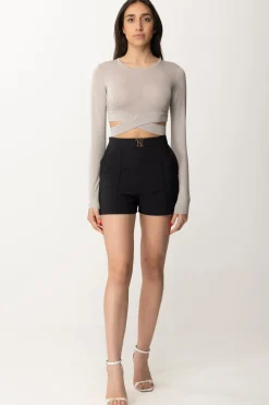 Elisabetta Franchi Top Crop In Maglia con Cut-outPERLA