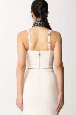 Elisabetta Franchi Top Crop Bustier con Placca SmaltataBURRO