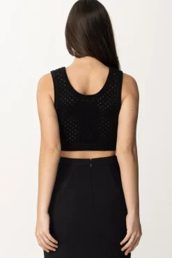 Elisabetta Franchi Top Crop In Rete con PaillettesNERO