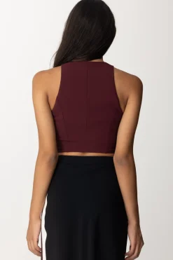 Elisabetta Franchi Top Crop con Zip FrontaleROUGE NOIR