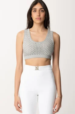 Elisabetta Franchi Top Crop In Rete con PaillettesPERLA