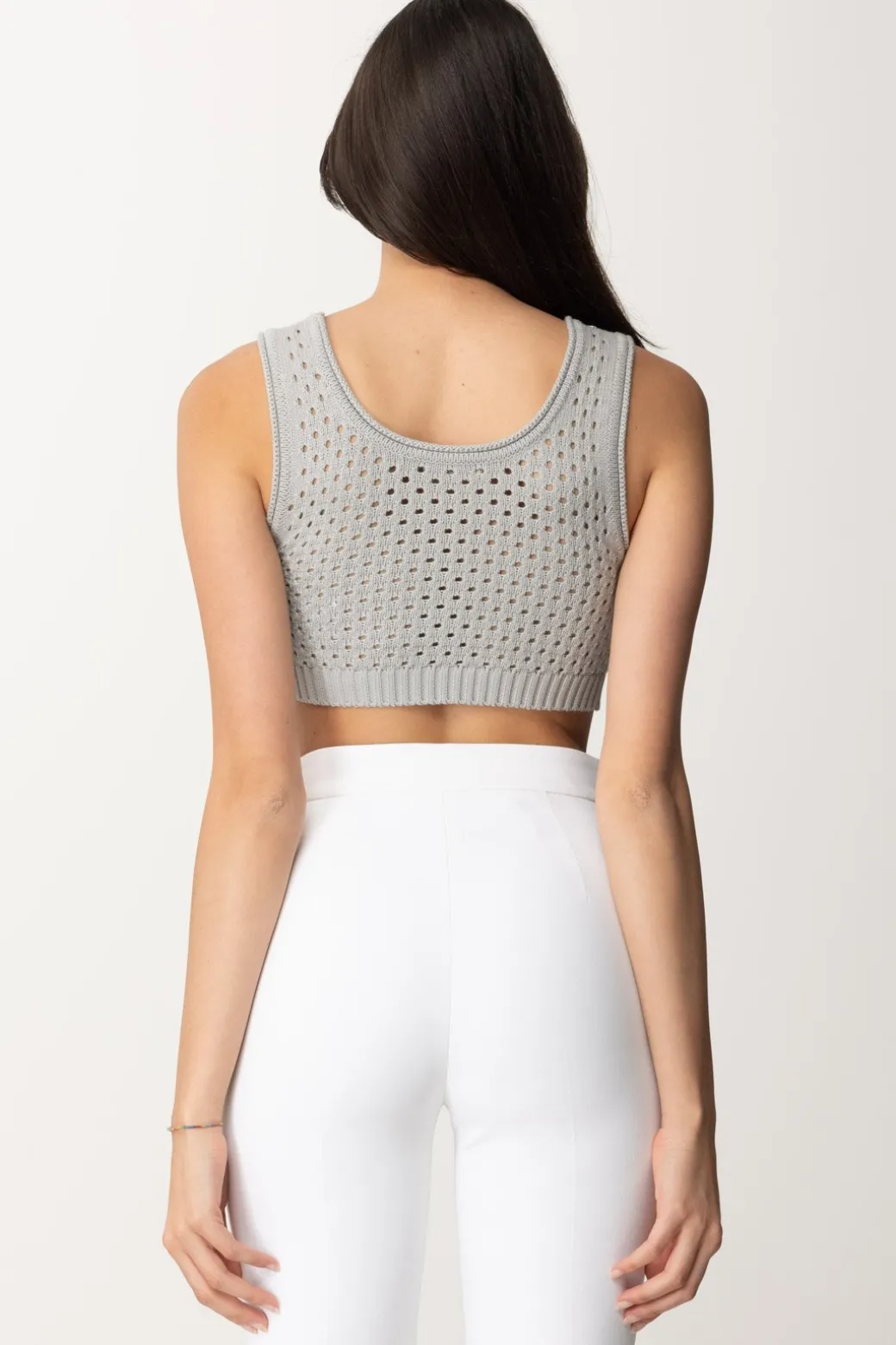 Elisabetta Franchi Top Crop In Rete con PaillettesPERLA