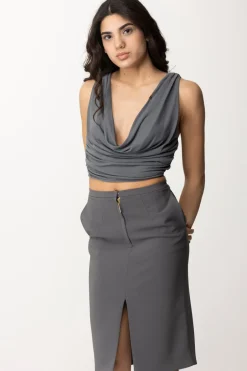 Elisabetta Franchi Top Drappeggiato con Incrocio Sul RetroPIOMBO