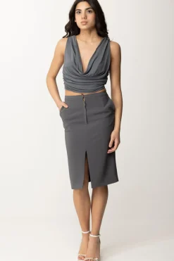 Elisabetta Franchi Top Drappeggiato con Incrocio Sul RetroPIOMBO