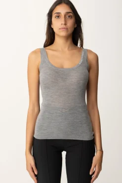 Elisabetta Franchi Top In Lana con LogoGRIGIO MELANGE