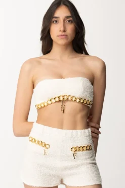 Elisabetta Franchi Top In Tweed con Maxi CatenaBURRO