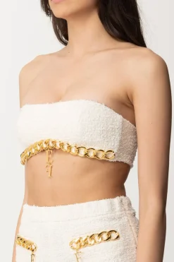 Elisabetta Franchi Top In Tweed con Maxi CatenaBURRO