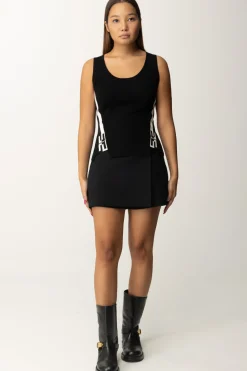 Elisabetta Franchi Top In Maglia con Bande LogateNERO/BURRO