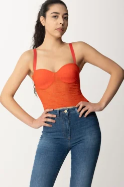 Elisabetta Franchi Top In Tulle con Stampa EfCORALLO