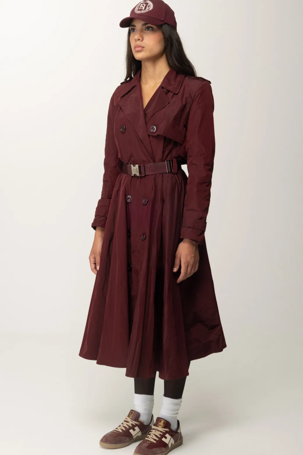 Elisabetta Franchi Trench Doppiopetto con Gonna a RuotROUGE NOIR