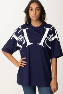 Elisabetta Franchi T-shirt Over con Maxi LogoNAVY