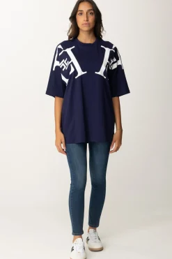 Elisabetta Franchi T-shirt Over con Maxi LogoNAVY