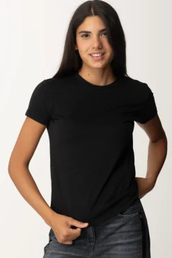 Elisabetta Franchi T-shirt con Ricamo Logo Sulla ManicaNERO