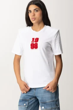 Elisabetta Franchi T-shirt con Patch 1998GESSO