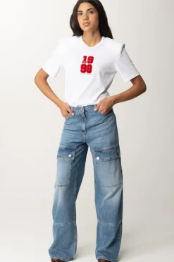 Elisabetta Franchi T-shirt con Patch 1998GESSO