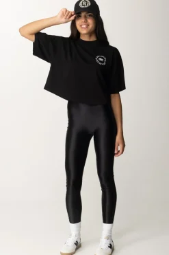 Elisabetta Franchi T-shirt Cropped con Stampa Logo NeroNERO