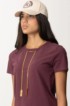 Elisabetta Franchi T-shirt In Jersey con CollanaROUGE NOIR