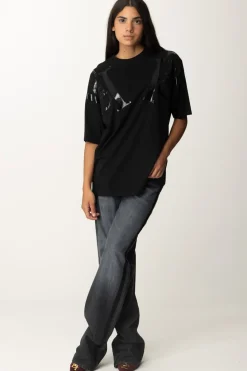 Elisabetta Franchi T-shirt Over con Maxi LogoNERO