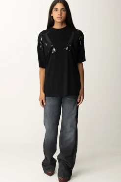 Elisabetta Franchi T-shirt Over con Maxi LogoNERO