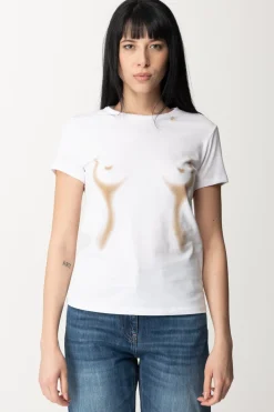 Elisabetta Franchi T-shirt con Stampa Body MorphGESSO/NUDO