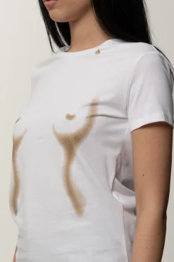 Elisabetta Franchi T-shirt con Stampa Body MorphGESSO/NUDO