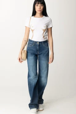 Elisabetta Franchi T-shirt con Stampa Body MorphGESSO/NUDO