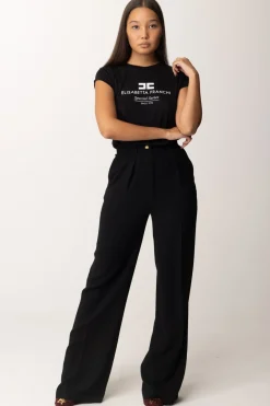 Elisabetta Franchi T-shirt In Jersey Modal con Stampa LogoNERO