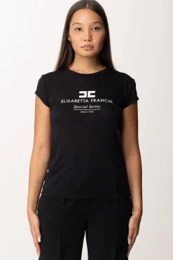 Elisabetta Franchi T-shirt In Jersey Modal con Stampa LogoNERO