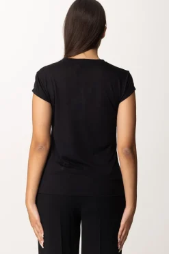 Elisabetta Franchi T-shirt In Jersey Modal con Stampa LogoNERO